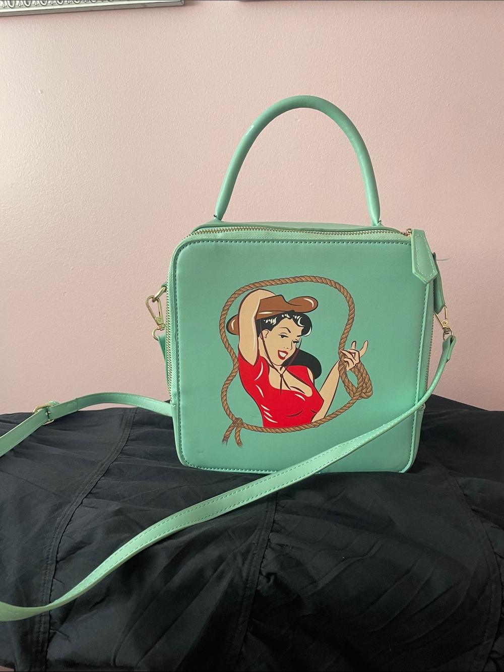 Lulu Hun Josie Cowgirl Mint Green Top-Handle Crossbody Bag